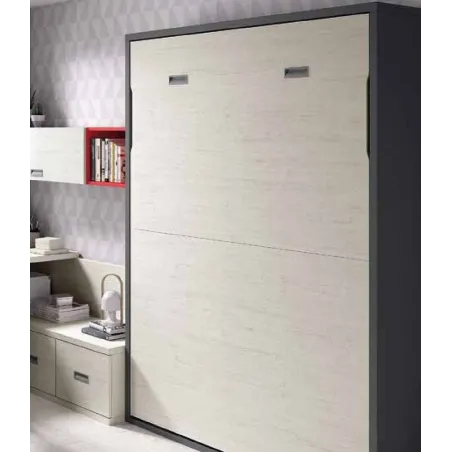 Cama abatible vertical con estantería interior para colchón de 135/150 fondo 43