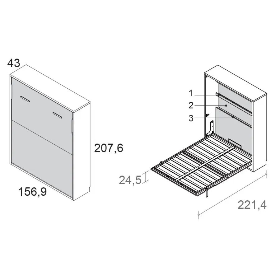 Cama 135 vertical estante interior f43