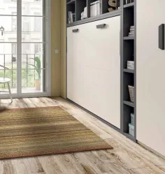 Cama abatible horizontal para colchón de 135/150 cm. con estantería interior fondo 43