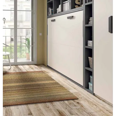 Cama abatible horizontal para colchón de 135/150 cm. con estantería interior fondo 43