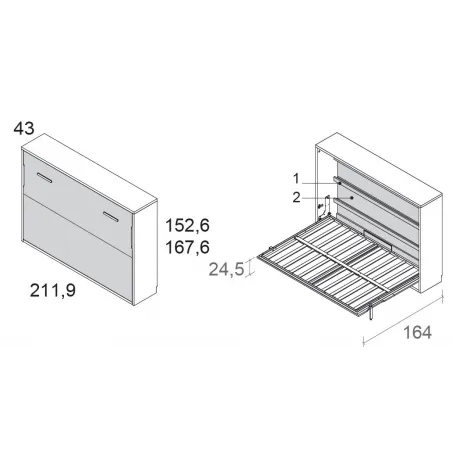 Abatible horizontal 135 con estanterías f43