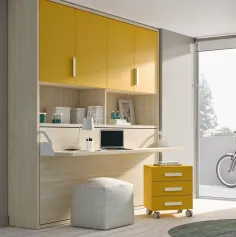 Cama abatible horizontal con estanterías en muebledescanso.com