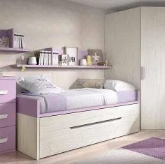 Compacto de frontal abatible con dos camas de 90x190 cm. con cajón canapé oculto