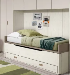 Compacto de perfil bajo con dos cajones de cierre amortiguado