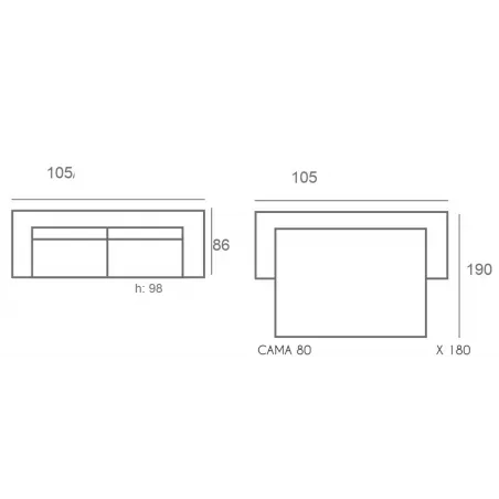 SOFA CAMA ITALIANO BRAZO RECTO