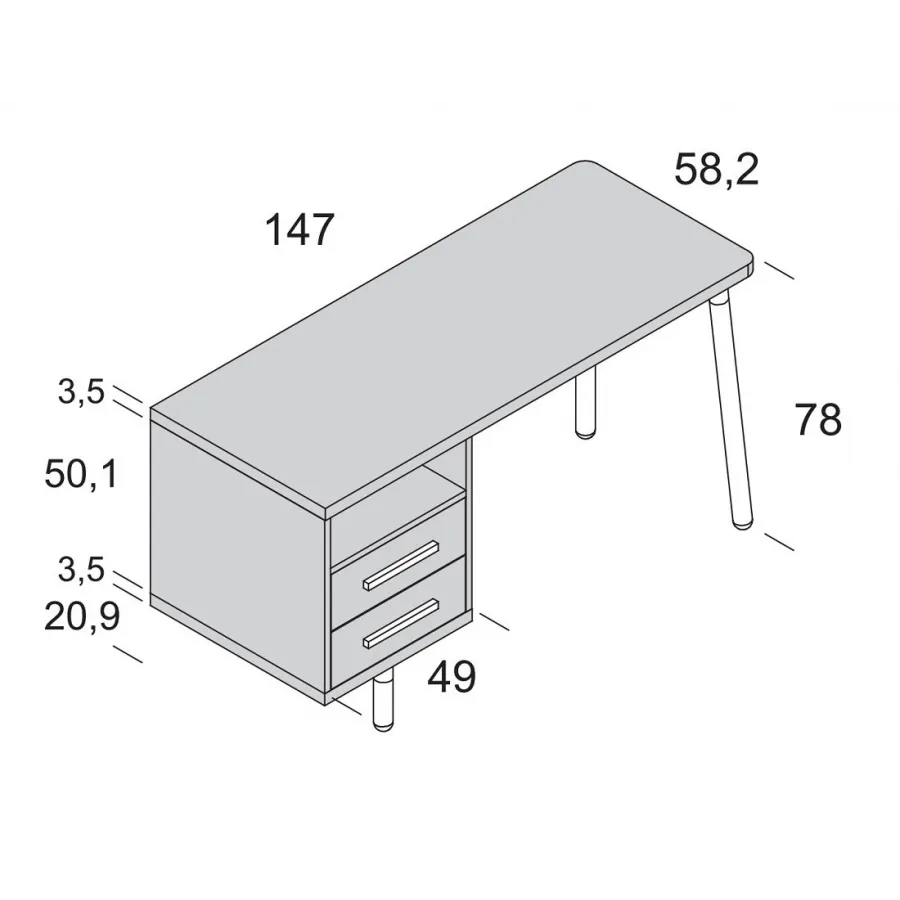 Escritorio moderno largo 147 cm.