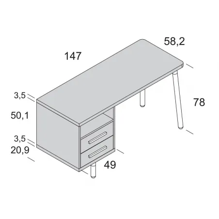 Escritorio moderno largo 147 cm.