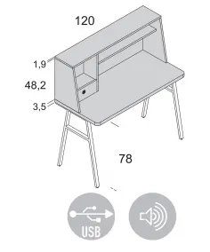 Escritorio con carga por usb y altavoz 2