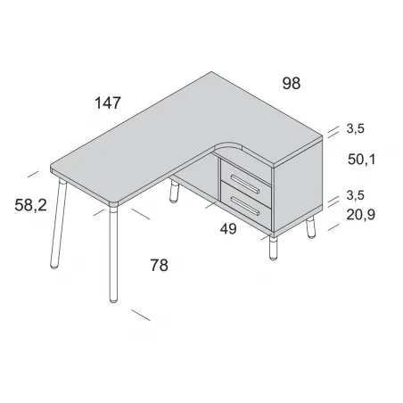 Escritorio moderno en L orientación derecha