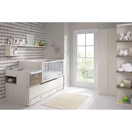 Composición armario y cuna convertible a dos camas nido