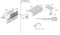 Composición armario y cuna convertible a dos camas nido 2