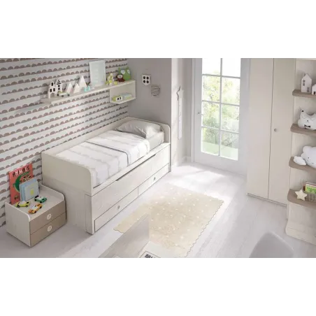 Composición armario y cuna convertible a dos camas nido