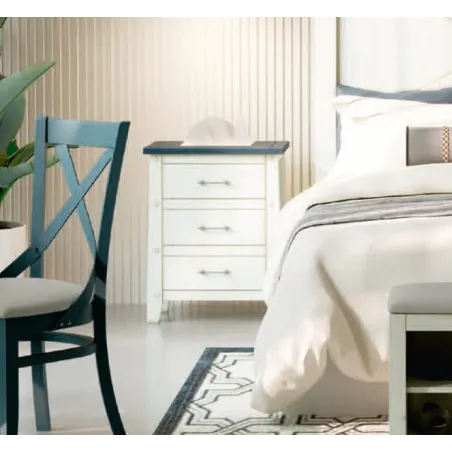 MESITA DE NOCHE RUSTICA 3 cajones en MUEBLEDESCANSO.COM