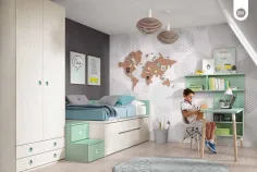 Dormitorio juvenil con escalera de cajones