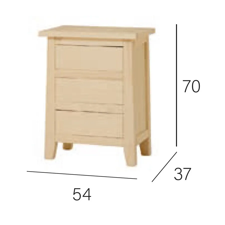 MESITA DE NOCHE RUSTICA 3 cajones en MUEBLEDESCANSO.COM