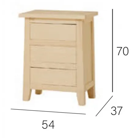 MESITA DE NOCHE RUSTICA 3 cajones en MUEBLEDESCANSO.COM