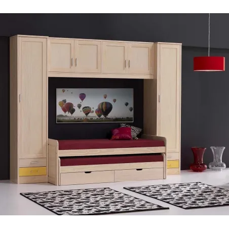 Puente con cama compacta madera maciza modelo Carole