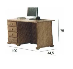 Mesa de estudio colonial modelo Maya en madera maciza 2