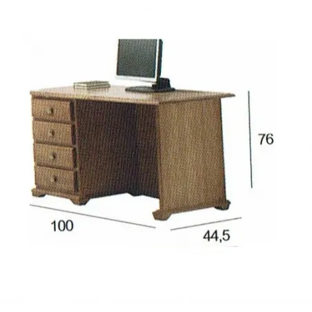 Mesa de estudio colonial modelo Maya en madera maciza