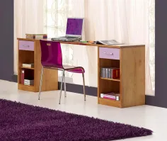 Escritorio juvenil de madera maciza de pino con cajonera