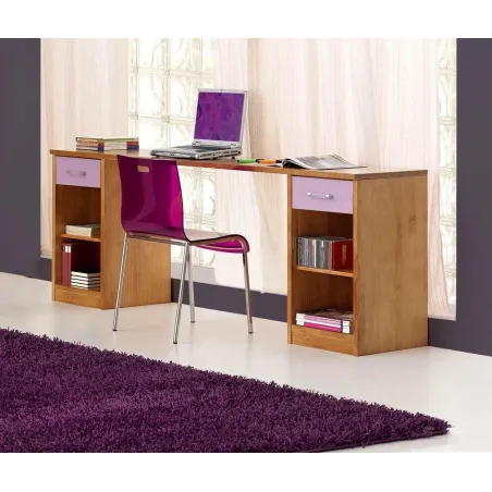 Escritorio juvenil de madera maciza de pino con cajonera