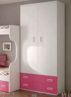 Armario juvenil de dos puertas y dos cajones