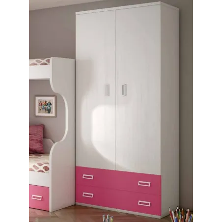 Armario juvenil de dos puertas y dos cajones