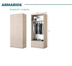 Armario juvenil de dos puertas y dos cajones 2