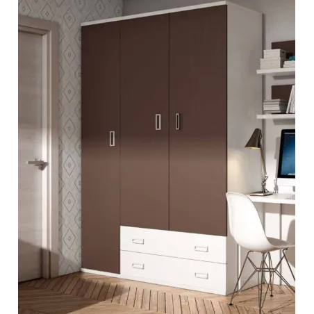 Armario juvenil tres puertas dos cajones