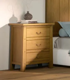 MESITA DE NOCHE RUSTICA 3 cajones en MUEBLEDESCANSO.COM