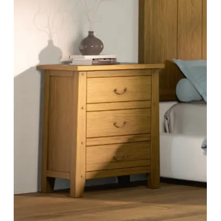 MESITA DE NOCHE RUSTICA 3 cajones en MUEBLEDESCANSO.COM