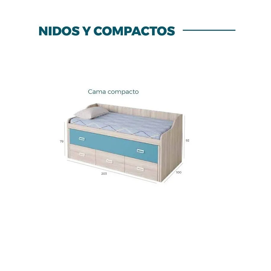 Cama compacta Lolipop con cajones gran capacidad