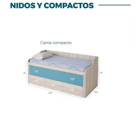 Cama compacta Lolipop con cajones gran capacidad