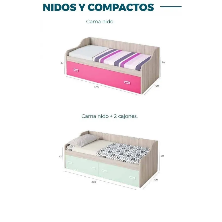 Cama nido con cama de arrastre
