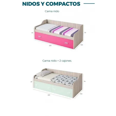 Cama nido con cama de arrastre