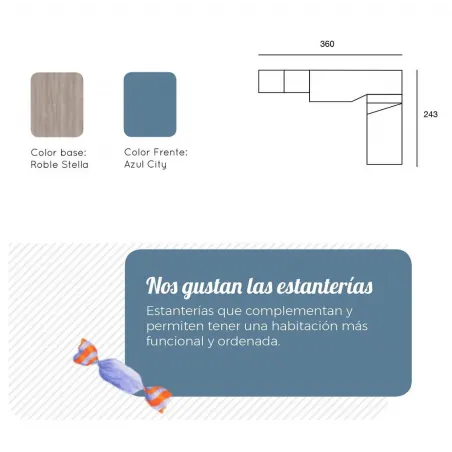 Dormitorio juvenil Lollipop con cama compacta