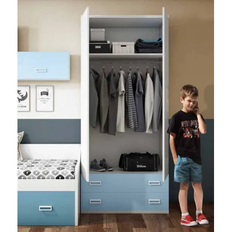 Dormitorio juvenil Lollipop con cama nido y armario