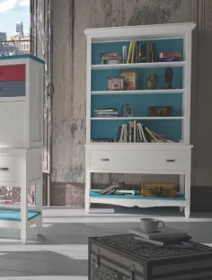 LIBRERO COLONIAL AMBERES CON CAJÓN