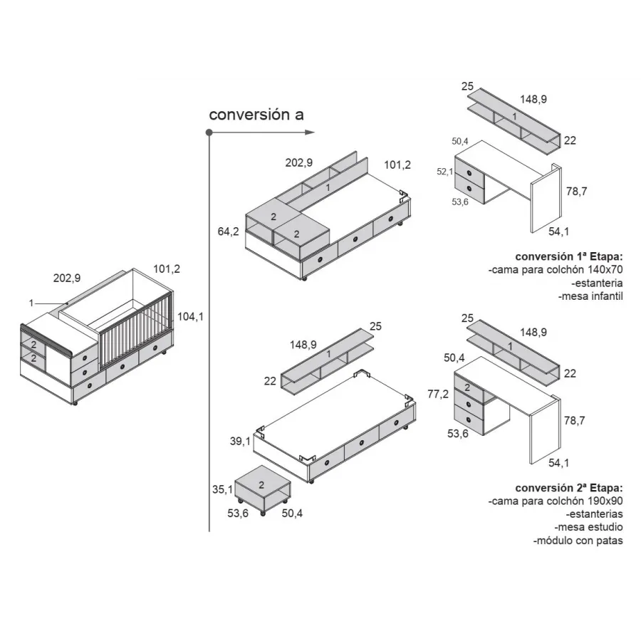 Cuna 2 etapas Grow 19