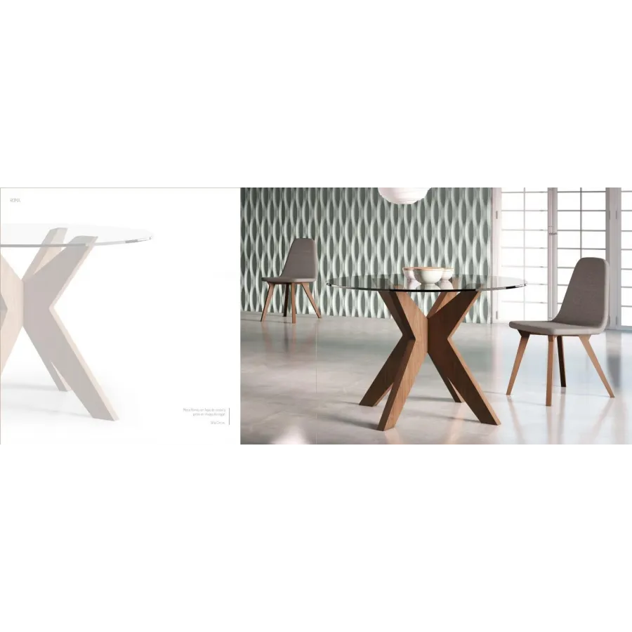 Mesa Roma fija tapa cristal multimedida
