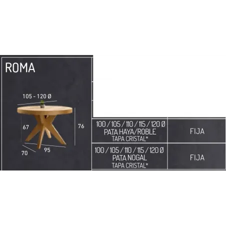 Mesa Roma fija tapa cristal multimedida