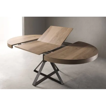 Mesa colonial redonda con pata metálica