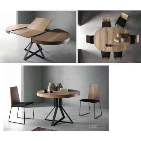 Mesa colonial redonda con pata metálica