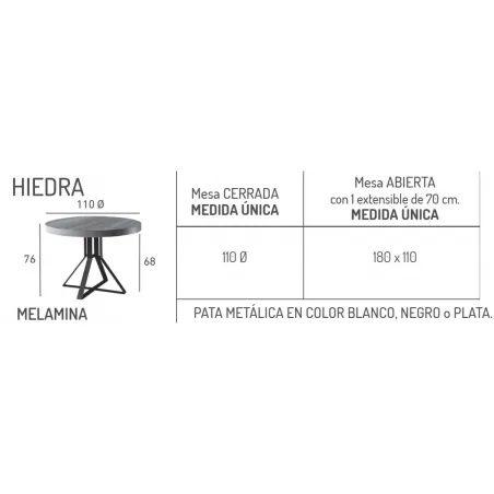 Mesa colonial redonda con pata metálica