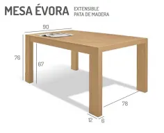 Mesa con doble extensible de carro Évora Melamina 2