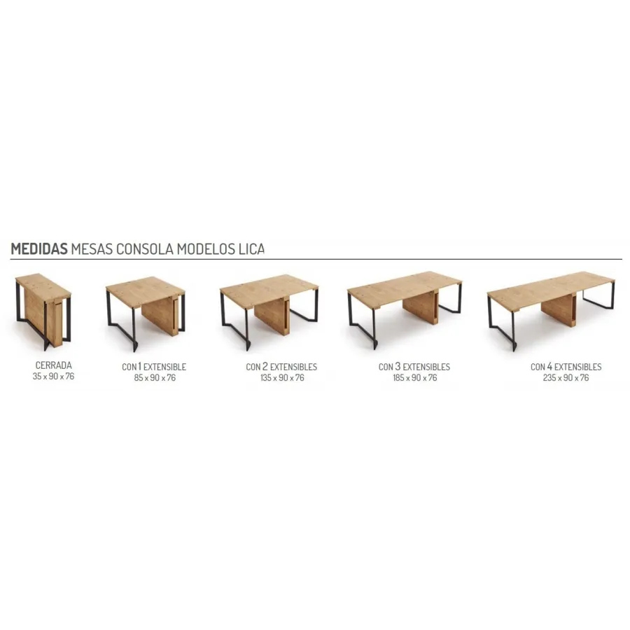 Mesa consola modelo Lika de Pemi con 4 extensibles