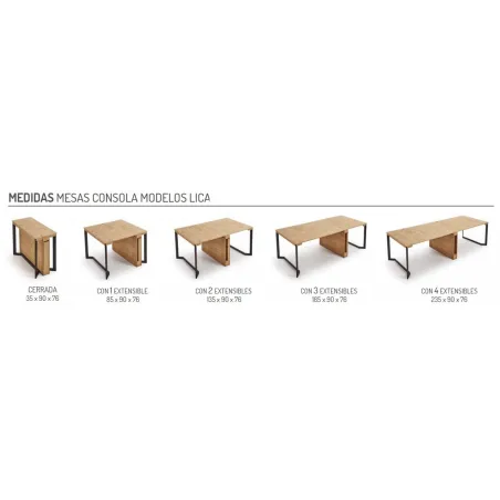 Mesa consola modelo Lika de Pemi con 4 extensibles