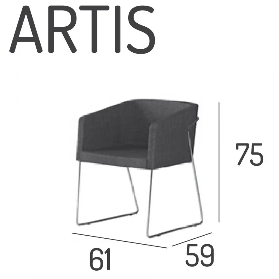 Sillón tapizado Artis con estructura metálica personalizable