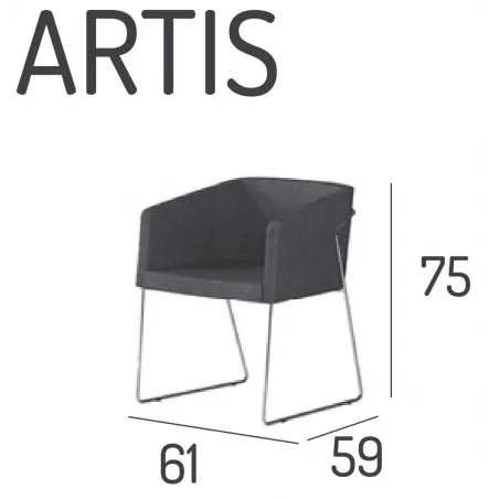 Sillón tapizado Artis con estructura metálica personalizable