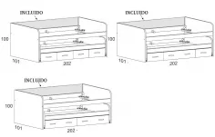 CAMA COMPACTA altura 72cm. 2